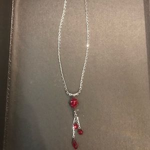 Red Cluster Drop Necklace